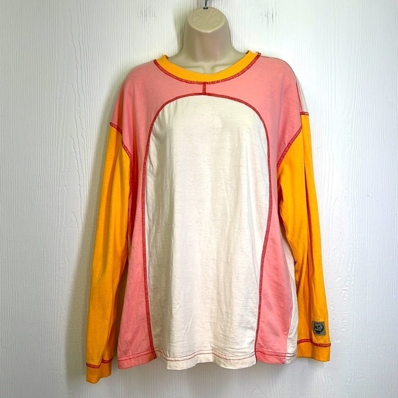 Urban Outfitters - BDG Colby Pastel Fun Color-blocking Long Sleeve T Shirt XS - Picture 1 of 8